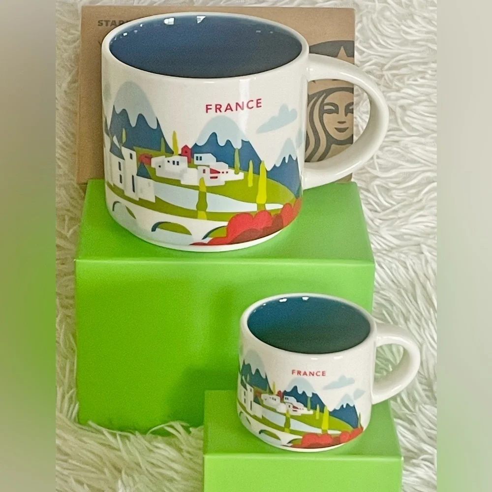2pcs. STARBUCKS FRANCE 2024 MUG & EXPRESSO sm cup or ornament.